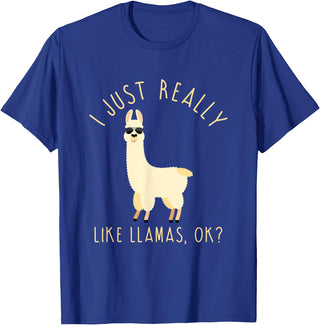 Llama Lovers Apparel Co. I Just Really Like Llamas OK Funny Llama Alpaca T-Shirt T-Shirt - Royal Blue