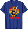 Funny Halloween Bear Gifts Scare Bear Horror Bear With Knife Spooky Halloween T-Shirt - Royal Blue