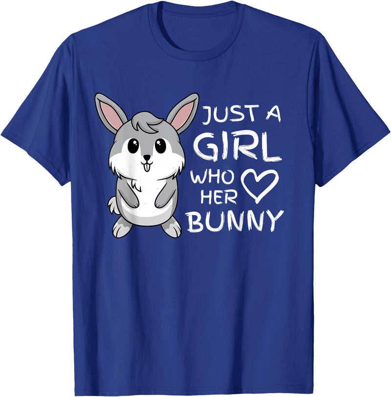 Just a Girl Who Loves Her Rabbit and Bunny Pet T-Shirt in Royal Blue