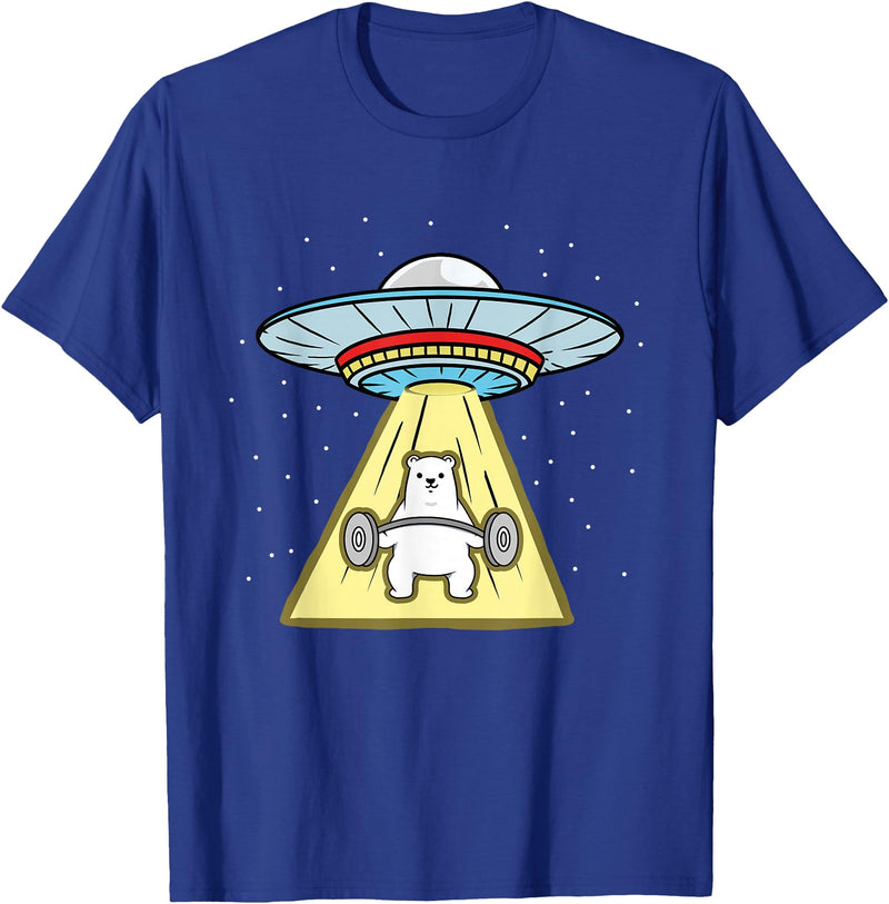 Hiking Lover Design Polar Bear Weightlifting UFO Abduction T-Shirt - Royal Blue