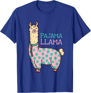 Cool Llama lovers Pyjama day Pajama Llama Cute Llama Pajama Alpaca Kids Women Girl T-Shirt - Royal Blue