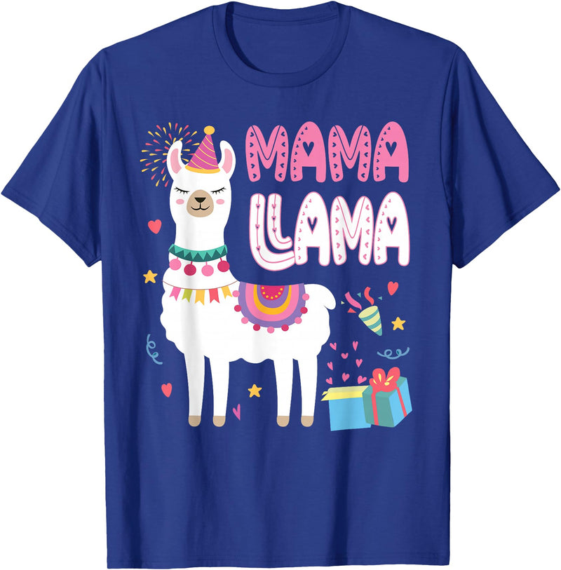 Family Matching Llama Birthday Party Supplies Mama Llama Mom Of The Birthday Llama Birthday Theme T-Shirt - Royal Blue