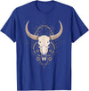 Distressed Texas Apparel Cow Skull Cowgirl Cowboy Vintage Men Woman T-Shirt - Royal Blue