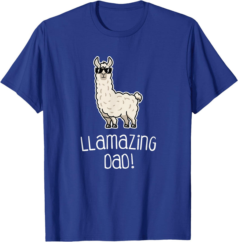 Llama Apparel Co. Dad T Shirt Llamazing Llama Father Funny Family Cool Gifts T-Shirt - Royal Blue