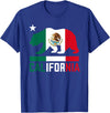 Mexican American US Apparel Co California Bear Mexican Flag State T-Shirt - Royal Blue