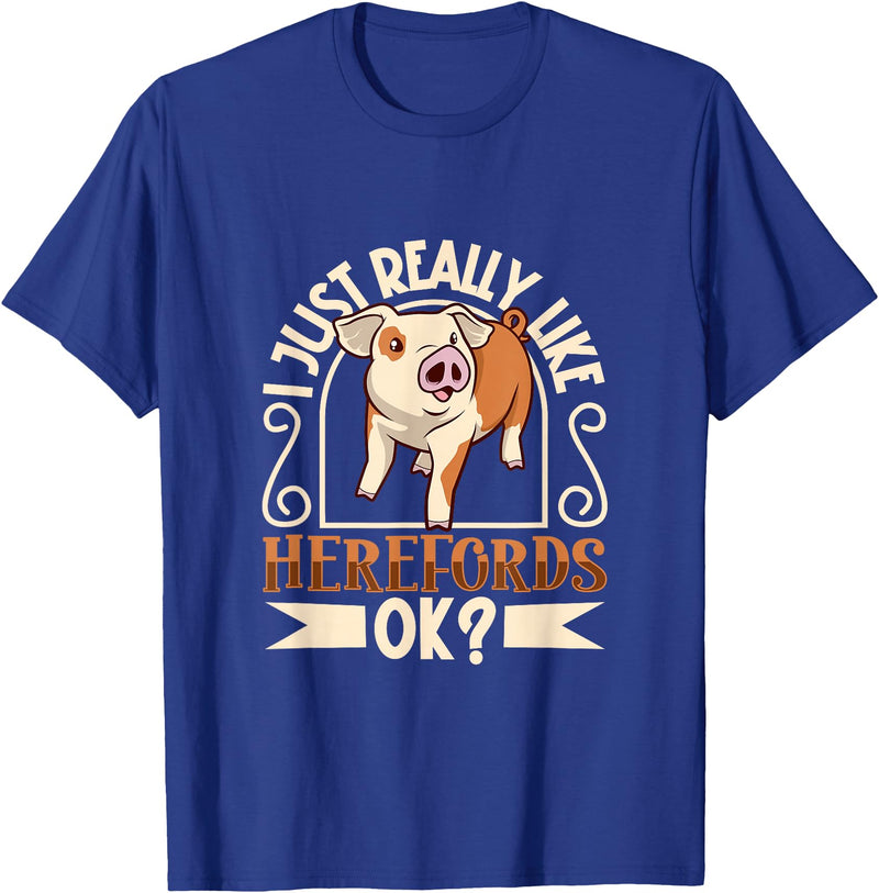 Creative Hereford Pig Designs I Love My Hereford Pig T-Shirt - Royal Blue
