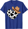 Magical and Funny Western Gifts Western Cow Print Heart Cowboy Cowgirl T-Shirt - Royal Blue