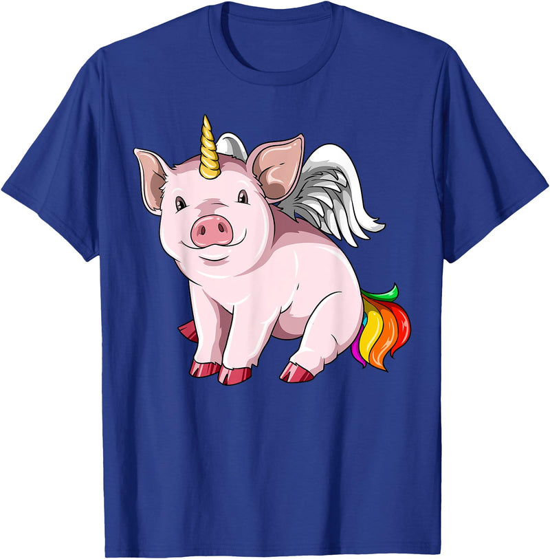 UnicornBreak Co. Piggycorn Pig Unicorn Pig Lovers T-Shirt - Royal Blue