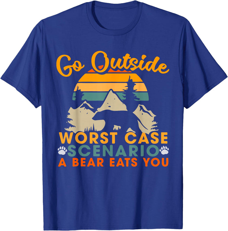 Funny Bear Camping outdoor lovers designs gifts Go Outside Worst Case Scenario A Bear Eats You Camping Gift T-Shirt - Royal Blue