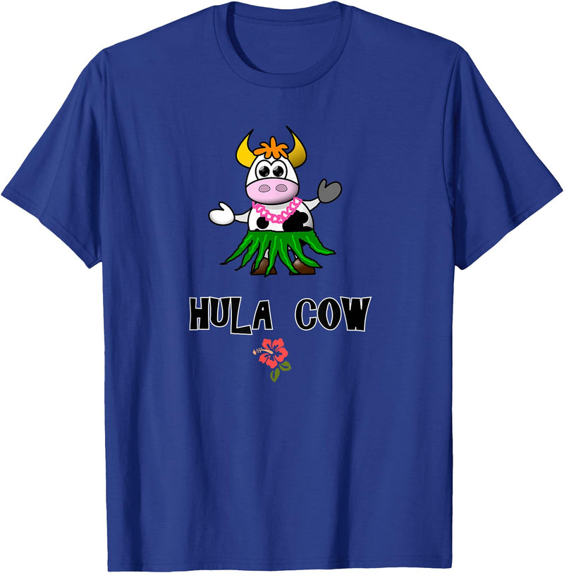 FUN DANCING ANIMALS GIFT T-SHIRTS Hawaiian Hula Dancing Cow, Funny Gift T Shirt, Dk T-Shirt - Royal Blue