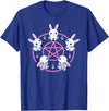 Bunny Rabbit Pentacle Pentagram Pink Pastel Goth Dark Humor T-Shirt in Royal Blue