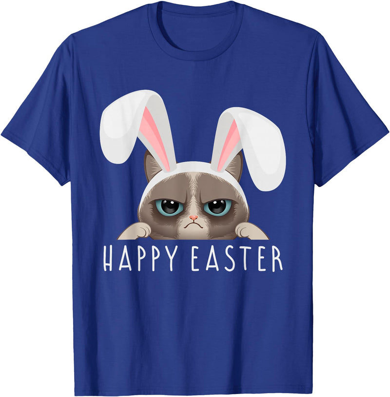 Happy Easter Bunny Funny Pajama Dress Cat Party Cute Rabbit T-Shirt in Royal Blue