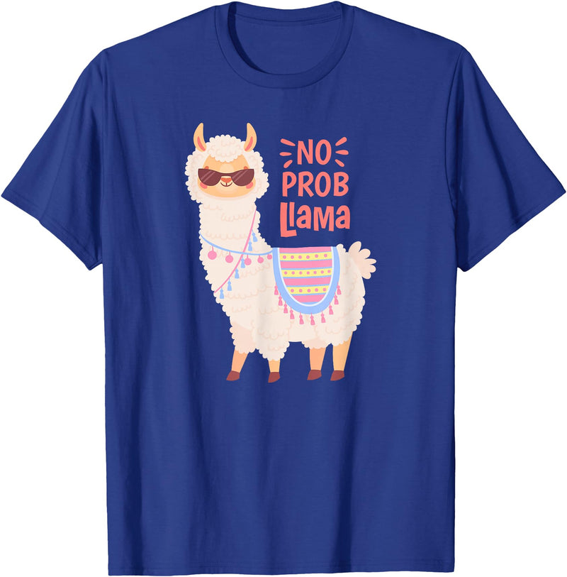 Llama & Alpaca Shirts, Cute Llama & Alpaca Outfit No ProbLlama Shirt, No Problama Shirt, Funny Alpaca Llama T-Shirt - Royal Blue