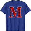 Buffalo Plaid Forever Buffalo Plaid Monogram Letter M Matching Holiday T-Shirt - Royal Blue