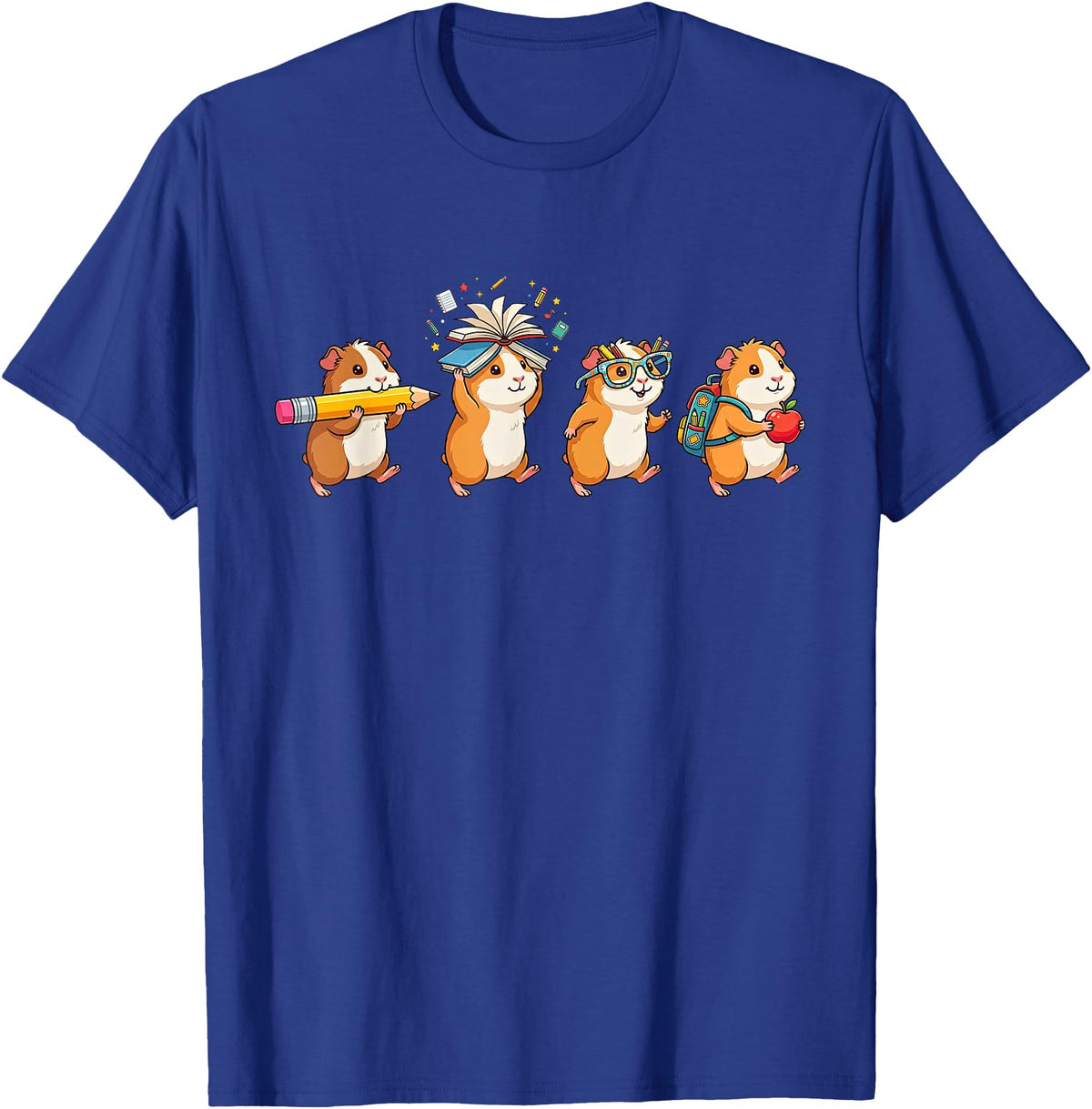 Cute Guinea Pig Lovers First Day of School Costume Funny Guinea Pig Back to School Teacher Student T-Shirt - Royal Blue