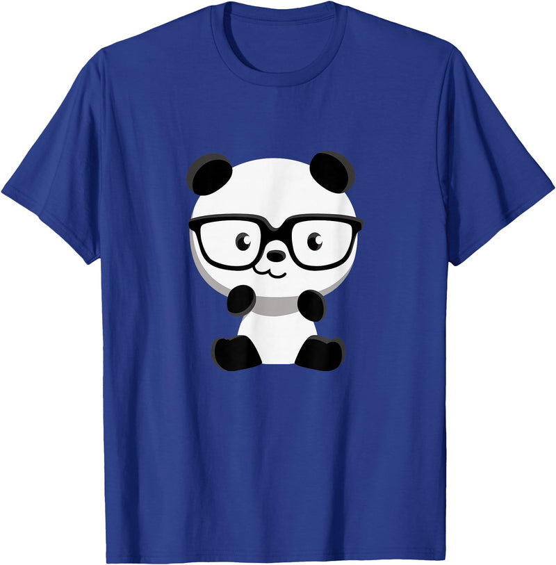 My Shirt Hub Cute Little Bear Panda Nerd with Glasses T-Shirt - Royal Blue