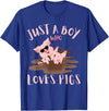 Funny Pig Lover Farm Animals Just A Boy Who Loves Pigs sunglasses In the Mud Kids Boy T-Shirt - Royal Blue