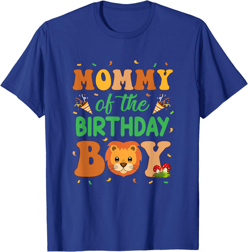 Mom Birthday Boy Family Matching Lion Mommy Of The Birthday Boy Lion Family Party Decorations T-Shirt - Royal Blue