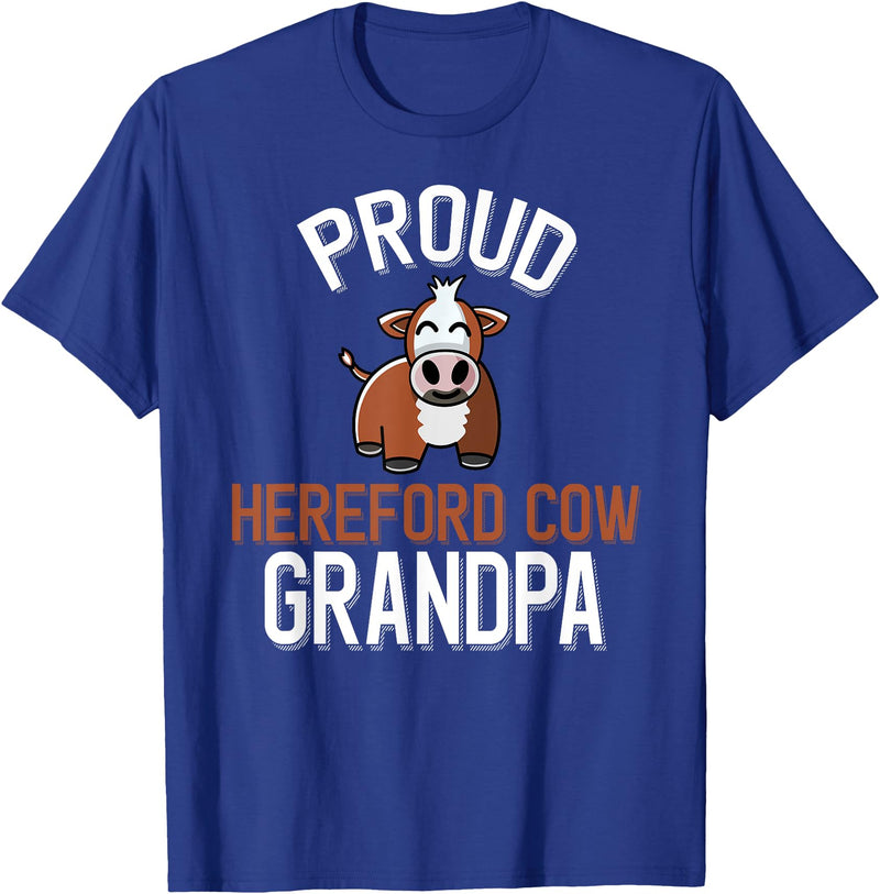 Cute Hereford Cow Family Apparel Proud Hereford Cow Grandpa T-Shirt - Royal Blue