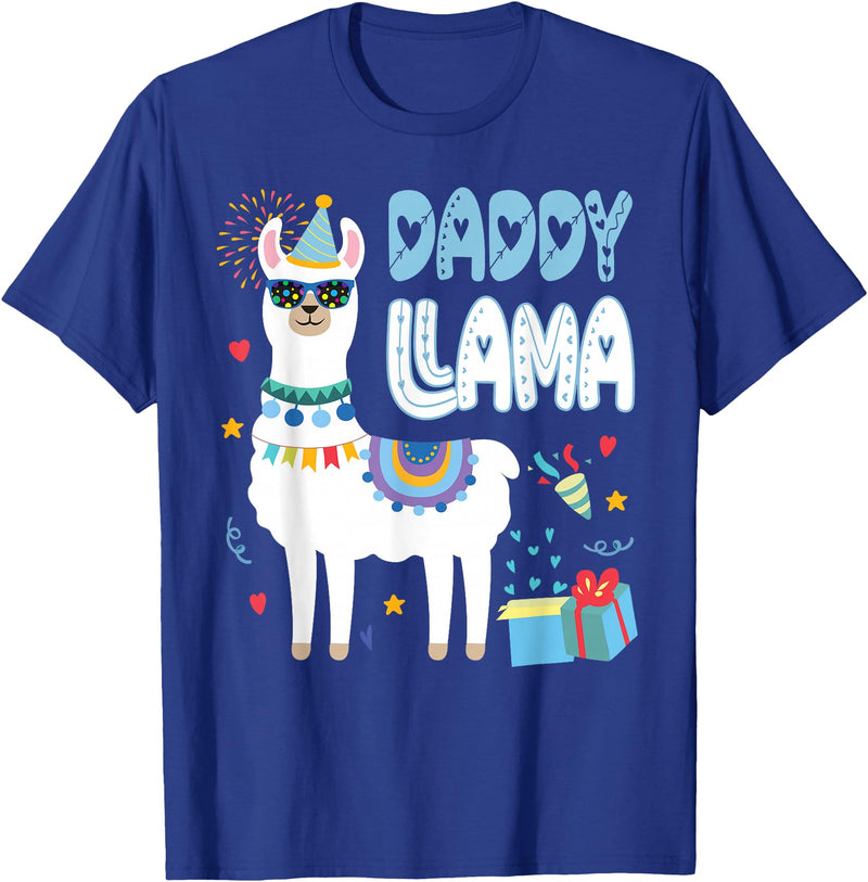 Family Matching Llama Birthday Party Supplies Daddy Llama Dad Of The Birthday Boy Girl Llama Birthday T-Shirt - Royal Blue