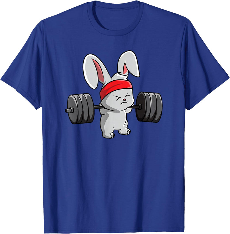 Bunny Gym , Rabbit Fitness Weightlifting T-Shirt in Royal Blue