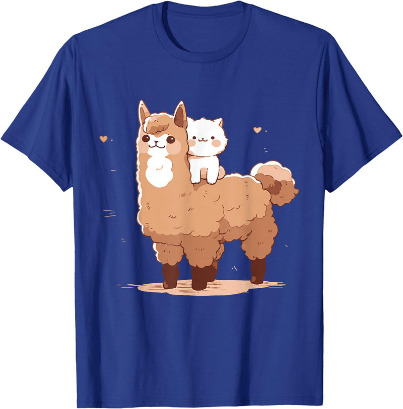 Funny Llama Alpaca Animal Lover Gifts Clothing Llama Alpaca Cat T-Shirt - Royal Blue