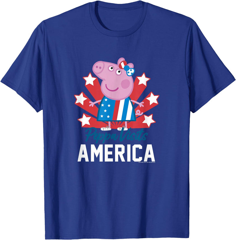 Peppa Pig Visits America Peppa Portrait T-Shirt - Royal Blue