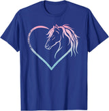 Horse Girl Designs Women I Love My Horses Riding Heart With Horse Head For Horseback Riding Horse T-Shirt - Royal Blue