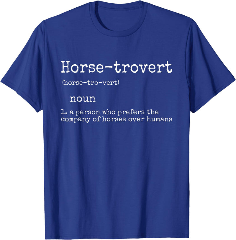 Horse By Design Tee Company Horse Gifts for Women Men Funny Equestrian Horse-trovert T-Shirt - Royal Blue