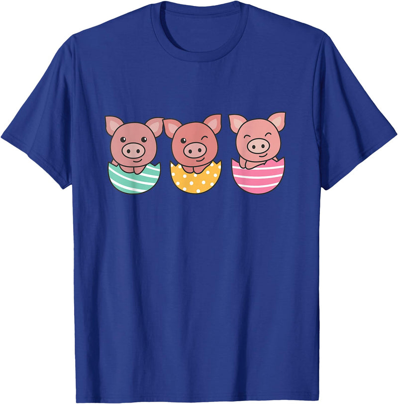 Cute Animals For Easter For Kids Happy Easter Cute Pig At Easter With Easter Eggs T-Shirt - Royal Blue