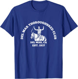 NANKANDOIT Del Mar Racetrack Horse Racing Breeders Del Mar Horse Racing California Race Track Thoroughbred Club T-Shirt - Royal Blue