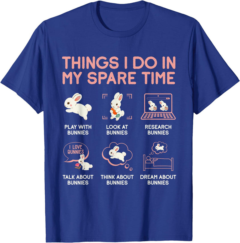 Things I Do in My Spare Time Bunny Rabbit T-Shirt in Royal Blue