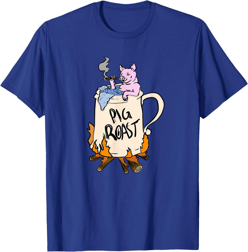 Funny animal pig roast party clothing and apparel Funny Pig Spit Roast BBQ Party Grill Master Gift T-Shirt - Royal Blue