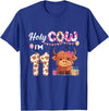 Highland Cow Birthday Gift For Girl Boy Holy Cow I'm 11 Year Old Birthday Highland Cow 11th Bday Kid T-Shirt - Royal Blue