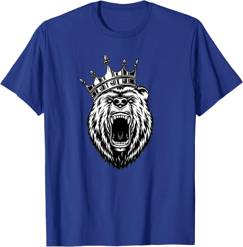 Bear Head - Angry Bear - Bear with a Crown - King of Bears T-Shirt - Royal Blue