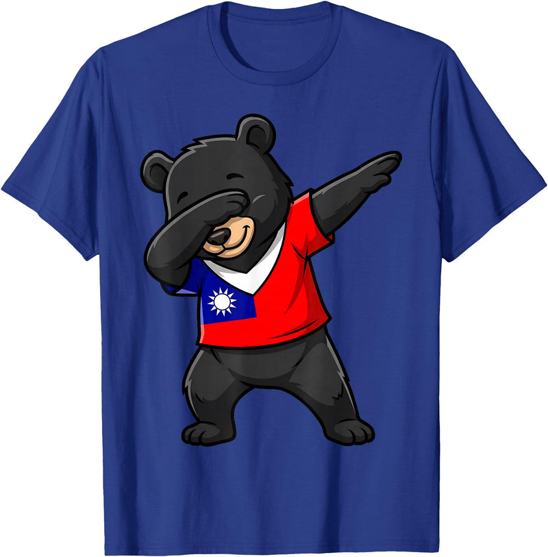 Taiwan Dabbing Bear Flag Tees Taiwan Formosan Bear Dab Pose T-Shirt - Royal Blue