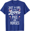 Pigs Memme Just A Girl Who Loves Pigs And Horses Gift Women T-Shirt - Royal Blue