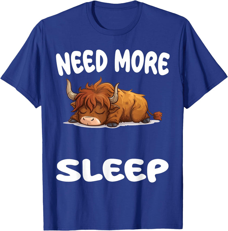 Scottish Highland Cow Pajamas & Nightgown .Co Cute Scottish Highland Cow Need More Sleep Pajamas Nightgown T-Shirt - Royal