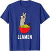 Funny Llama And Alpaca Gifts Funny Llama LLamen Noodles Chinese Food Llama T-Shirt - Royal Blue
