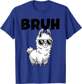 Bruh Llama Sunglasses by LazyPanda Bruh Llama Funny Alpaca Llama Boys Kids Girls Trendy Graphic T-Shirt - Royal Blue