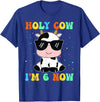 Holy Cow I'm Two 6 6th Birthday Boy Girl Kids Holy Cow I'm Two 6 Years Old 6th Birthday Boy Girl T-Shirt - Royal Blue