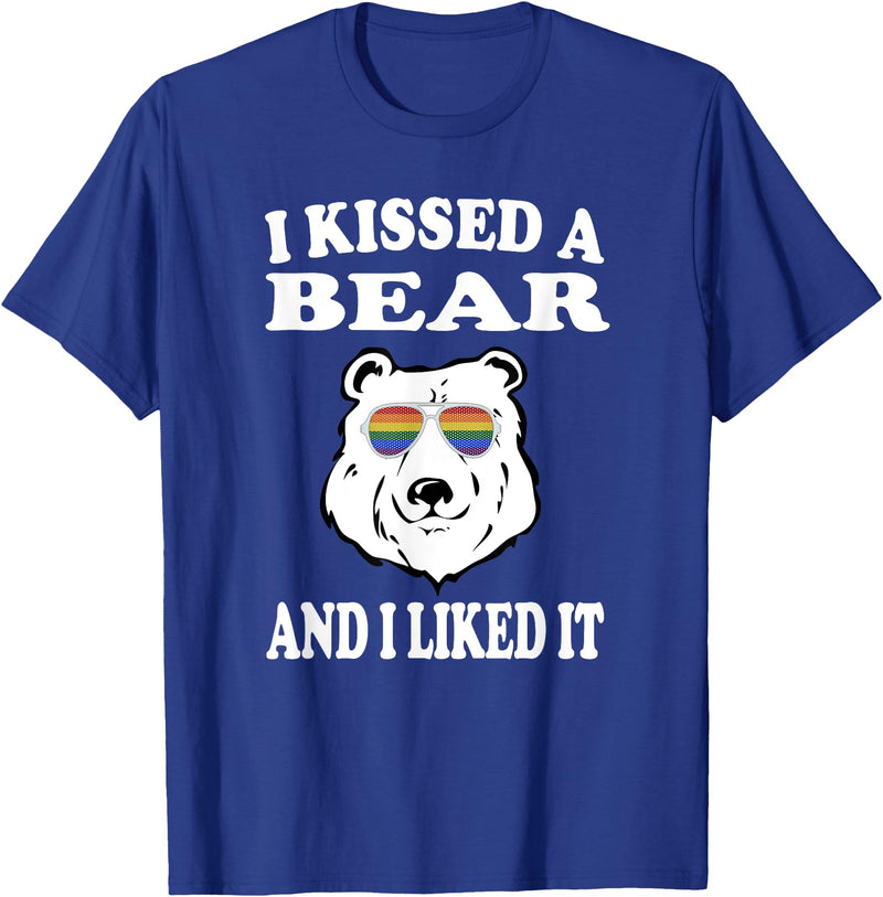 Funny Bear LGBT T-Shirt I Kissed A Bear And I Liked It T-Shirt Gay LGBT Funny Gift - Royal Blue