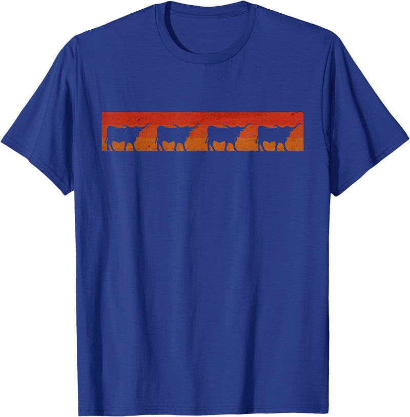 Triple G Mavs Vintage Retro Longhorn Shirt Cow Farm Animal Gift T-Shirt - Royal Blue