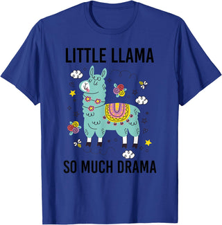 Llama Shirt Kids Boys Toddler Little Llama So Much Drama T-Shirt - Royal Blue
