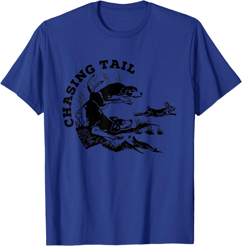 Rabbit Hunter - Beagles - Chasing Tail - Hunting Cottontail T-Shirt in Royal Blue