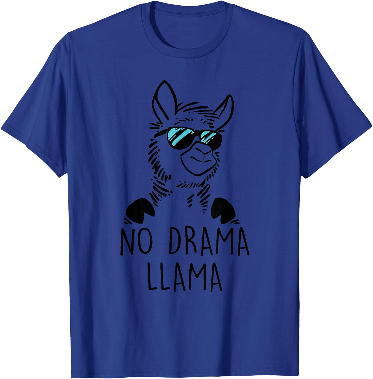 Pretees No Drama Llama Graphic Funny Llama T-Shirt - Women's Adult Unisex-Adults Grey Small Classic Fit Crew Neck Short Sleeve - Royal Blue
