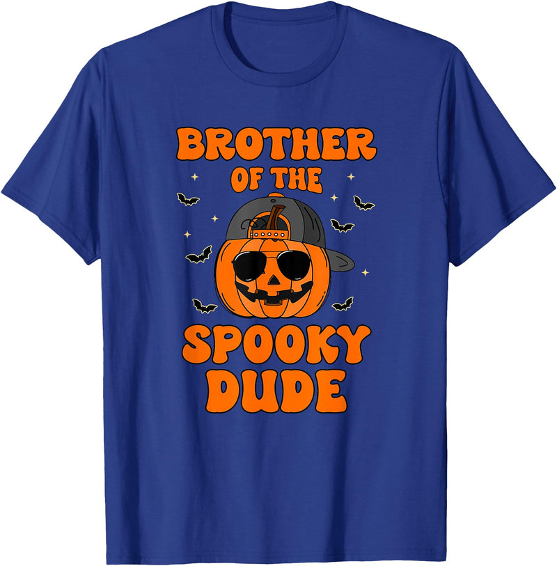 One Spooky Dude 1st Birthday Outfit For Family Brother of The Spooky Dude Halloween Pumpkin Birthday Family T-Shirt - Royal
