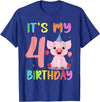 Pig Lover Shirt Farm Birthday Boy Girl Gift It’s My 4th Birthday Pig for Pig Lover 4 Year Old T-Shirt - Royal Blue