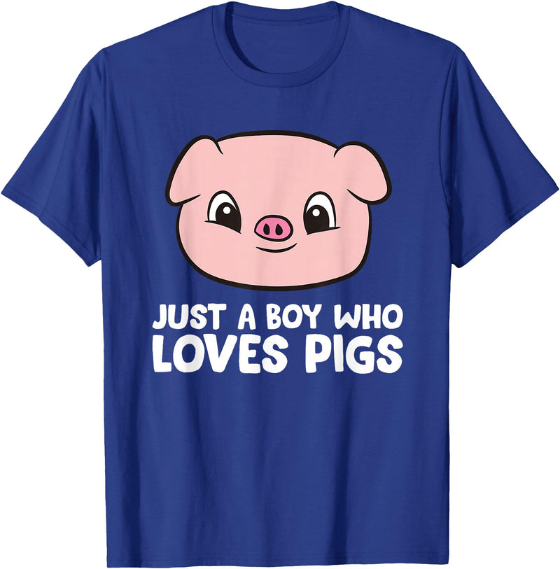 Funny Pigs Gifts And Pig Farmer Apparels Pig Farmer Boy Just a Boy Who Loves Pigs T-Shirt - Royal Blue