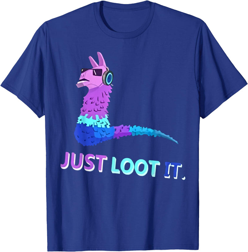 Just Loot It Llama Outfit for Youth Teen Gamers T-Shirt - Royal Blue